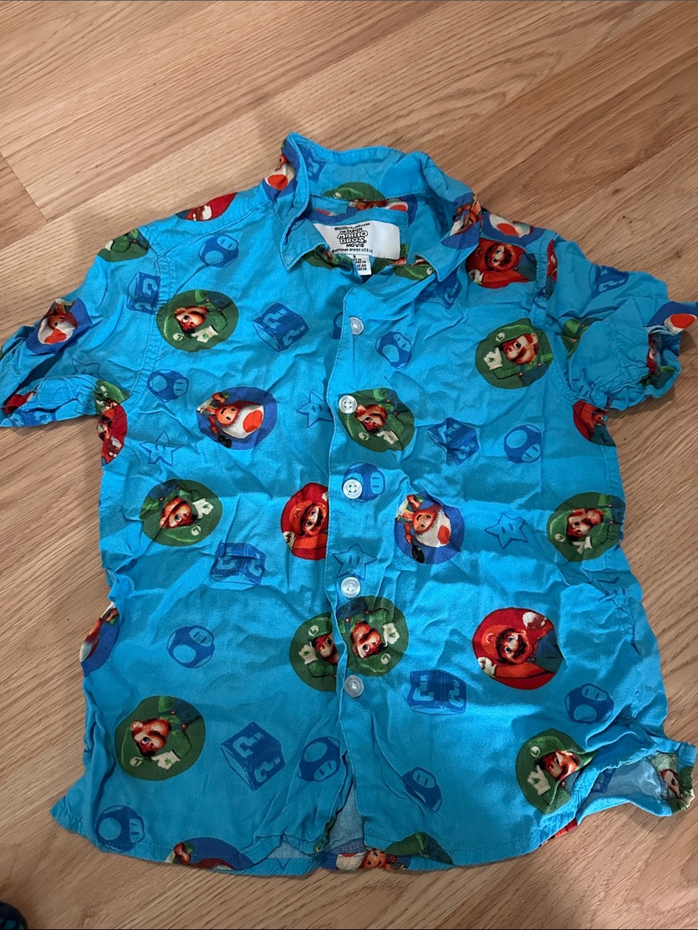 Super Mario Blue Button-Up Shirt